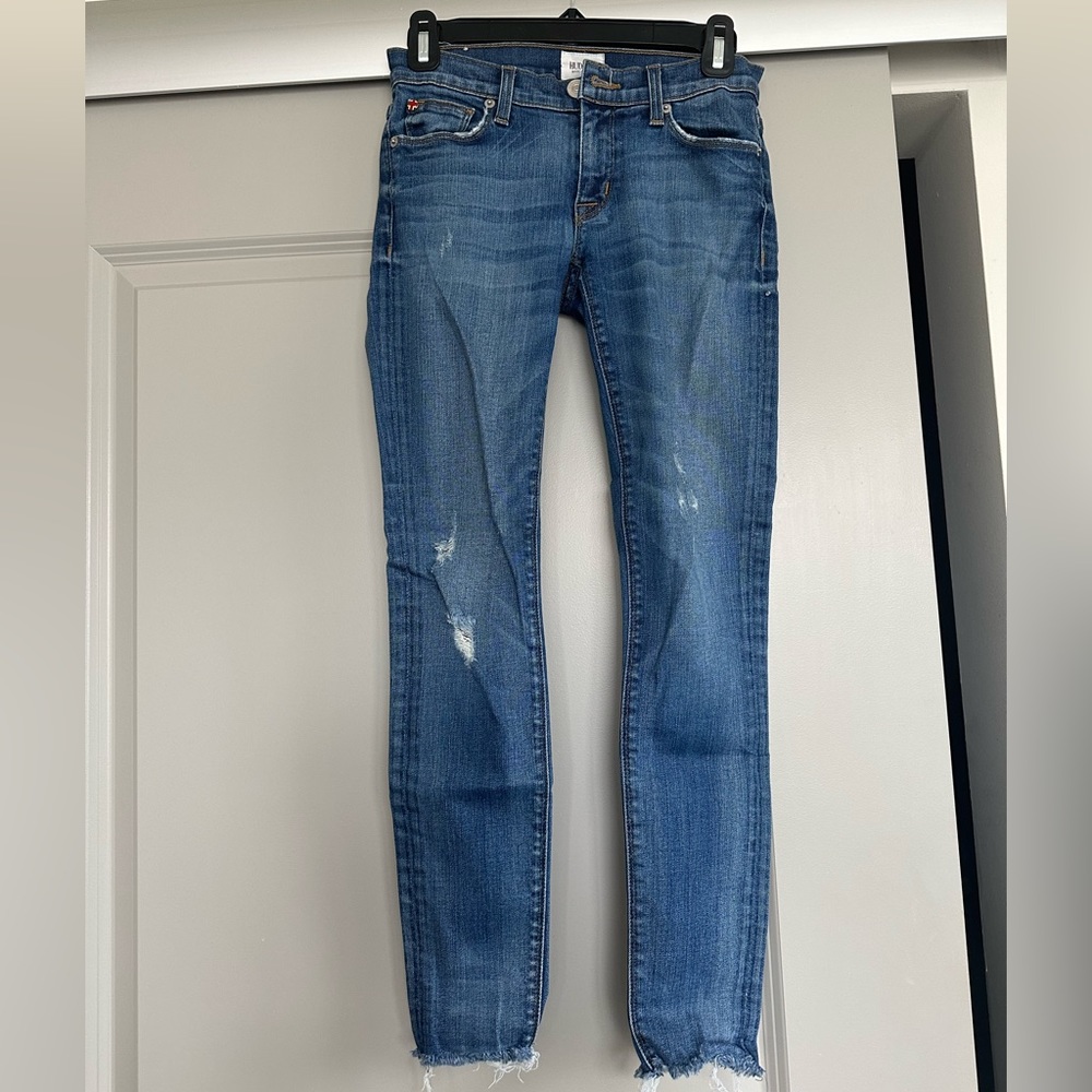 Hudson Ankle Skinny With Raw Hem Jeans- Size 24- Barely Worn.